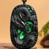 100% Untreated Natural Jade Dragon Black Jade Pendant Necklace