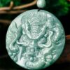Natural Jade Dragon Round Two Sided Pendant Necklace