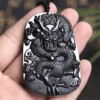 Natural Black Jade Dragon Pendant Necklace