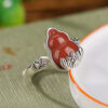 Natural South Red Agate Gourd Design S925 Open Ring