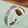 S925 Natural South Red Agate Ruyi Design Open Ring