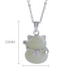 Natural Jade Lucky Cat S925 Pendant Necklace