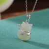 Natural Jade Lucky Cat Pendant