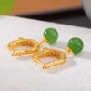 S925 Natural Jade Bead Simple Design Earrings