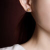 S925 Natural Amber Ruyi Design CZ Diamond Earrings