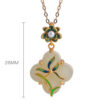 S925 Natural Jade Enamel Leaf Pattern Pendant Necklace