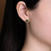 S925 Natural Jade Square Design Earrings