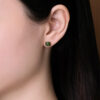 S925 Natural Jade Square Design Earrings