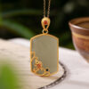 Natural Jade Vintage Carp Fish S925 Pendant Necklace