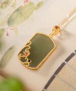 Natural Jade Vintage Carp Fish S925 Pendant Necklace