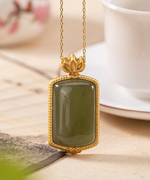 Natural Jade Vintage Simple Design S925 Pendant Necklace