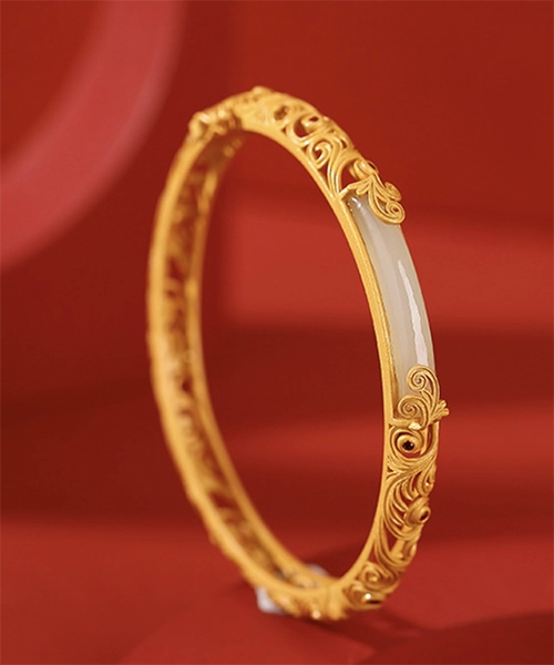 S925 Natural Jade Simple Hollow Design Bracelet