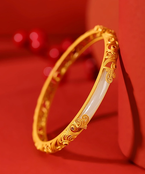 S925 Natural Jade Simple Hollow Design Bracelet - Image 3