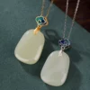 Natural Jade Enamel Cloud S925 Pendant