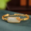 S925 Natural Jade Vintage Simple Design Bracelet