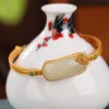 S925 Natural Jade Vintage Simple Design Bracelet