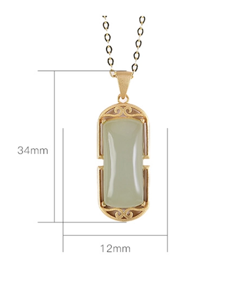 S925 Natural Jade Vintage Simple Design Pendant Necklace