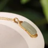 S925 Natural Jade Vintage Simple Design Pendant Necklace