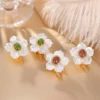 Flower S925 Shell South Red Agate Natural Jade Earrings