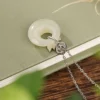 Donut Ring Enamel Dragon S925 Natural Jade Pendant Necklace