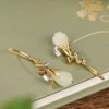 Orchid Natural Jade S925 Earrings