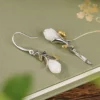 Orchid Natural Jade S925 Earrings