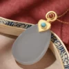 S925 Silver Jade Flat Pendant
