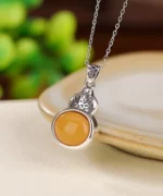 Natural Amber Gourd S925 Pendant