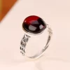 Natural Amber Cabochon S999 Open Ring