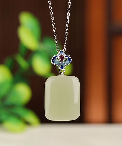 Flat Jade Pendant S925 Necklace