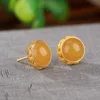 Cabochon Natural Amber S925 Earrings