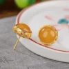 Cabochon Natural Amber S925 Earrings