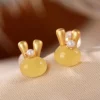 Rabbit Natural Amber S925 Earrings