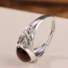 Natural Amber Cabochon S999 Open Ring