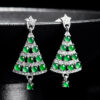 Natural Jade Christmas Tree Design S925 Earrings