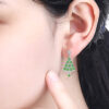Natural Jade Christmas Tree Design S925 Earrings