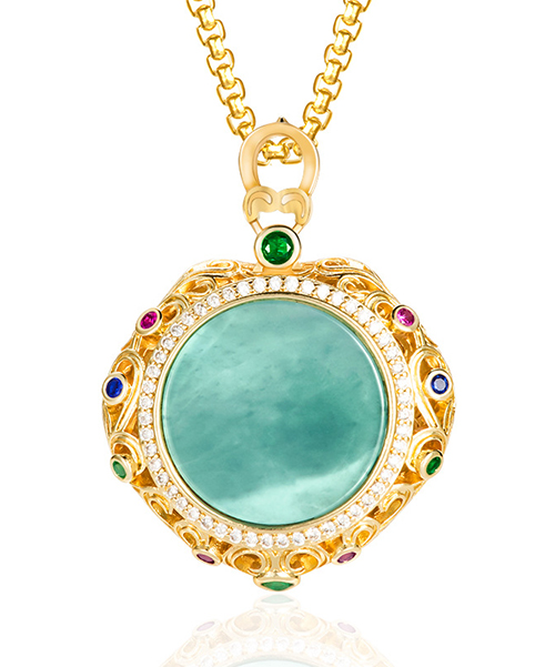 Natural Jade Round Medal Pendant Necklace