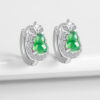 Natural Jade Gourd CZ DIamond S925 Earrings