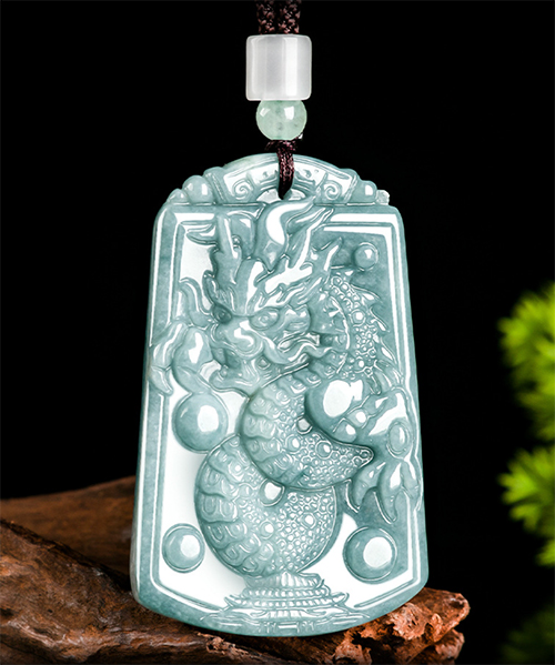Handcrafted Natural Jade Dragon Pendant Necklace