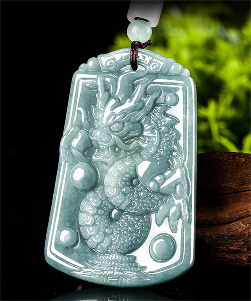 Handcrafted Natural Jade Dragon Pendant Necklace