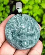 Natural Jade Dragon Round Pendant