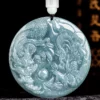 Natural Jade Handcrafted Dragon and Phoenix Pendant Necklace