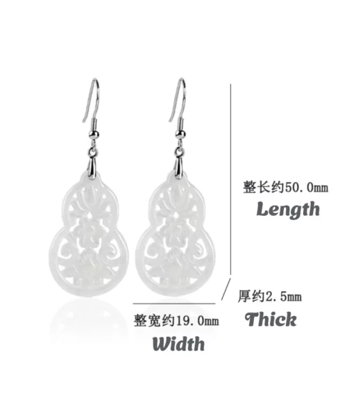 S925 Natural Jade Gourd Flower Design Earrings