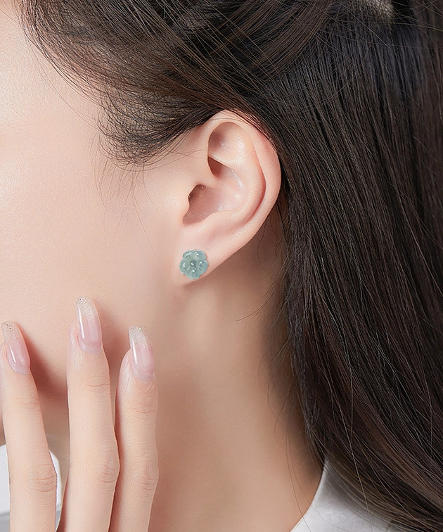 Peach Blossom Natural Jade S925 Earrings