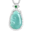 Natural Jade Ruyi Design CZ Diamond S925 Pendant Necklace