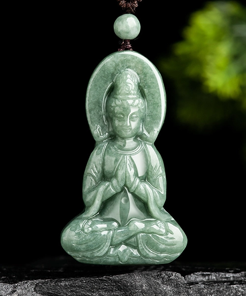 Natural Jade Handcrafted Guanyin Pendant Necklace
