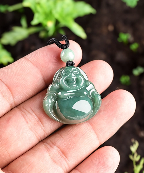 Natural Jade Handcrafted Buddha Pendant Necklace