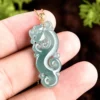 18K Gold Natural Jade Dragon Pendant Necklace