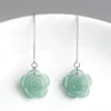 S925 Natural Jade Handcrafted Rose Earrings