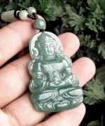Natural Jade Handcrafted Bodhisattva Tara Guanyin Pendant Necklace
